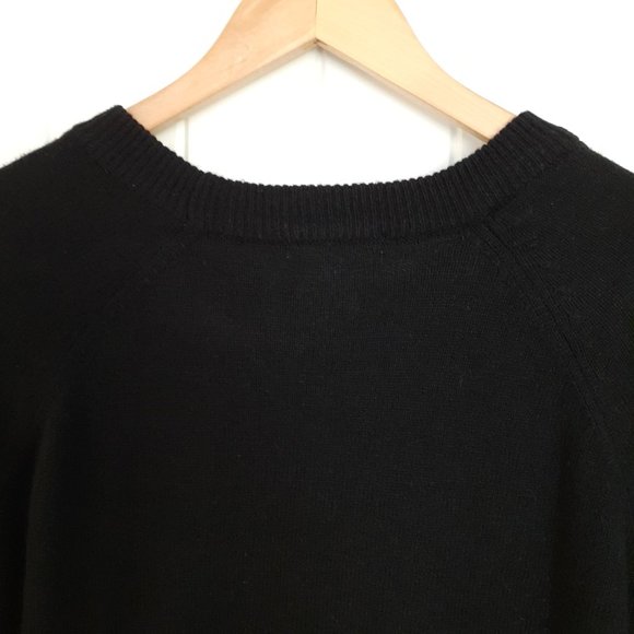 H&M Pug Sequin Alpaca Blend Black Crew Neck Black Sweater Size M - Picture 5 of 10